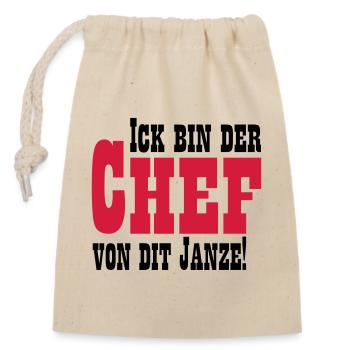 Chef von dit janze - Verschließbarer Geschenkbeutel aus Baumwolle (14x20cm) - Natur - Vorne