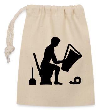 Toilet - toilet - Closable cotton gift bag (14x20cm) - nature - Front