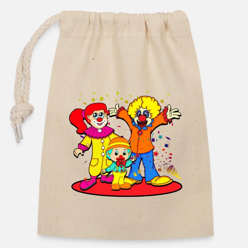 Karneval Clown - Verschließbarer Geschenkbeutel aus Baumwolle (14x20cm) - Natur