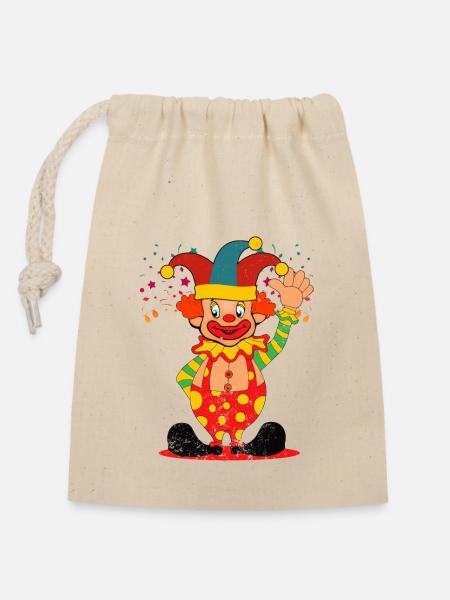 Karneval Clown - Verschließbarer Geschenkbeutel aus Baumwolle (14x20cm) - Natur