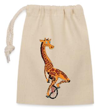 Einrad, Einrad Giraffe - Verschließbarer Geschenkbeutel aus Baumwolle (14x20cm) - Natur - Vorne