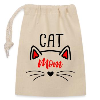 Cat Mom Heart Nose Ears and Whiskers - Closable cotton gift bag (14x20cm) - nature - Front