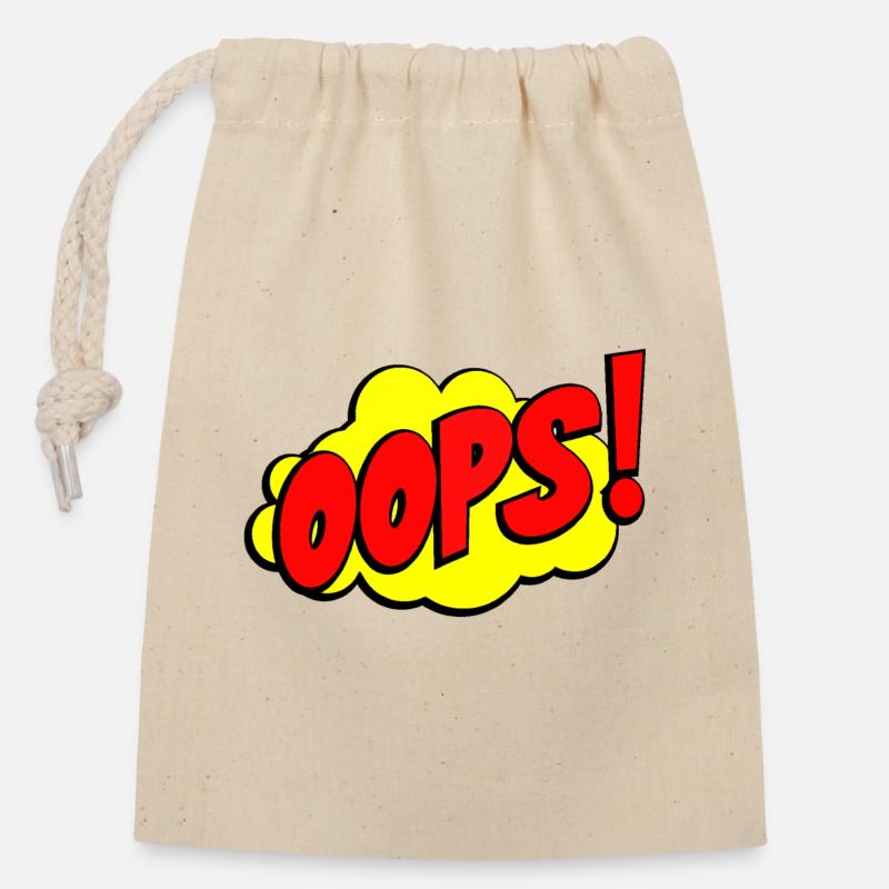 Cartoon Oops Comic Design - Closable cotton gift bag (14x20cm) - nature