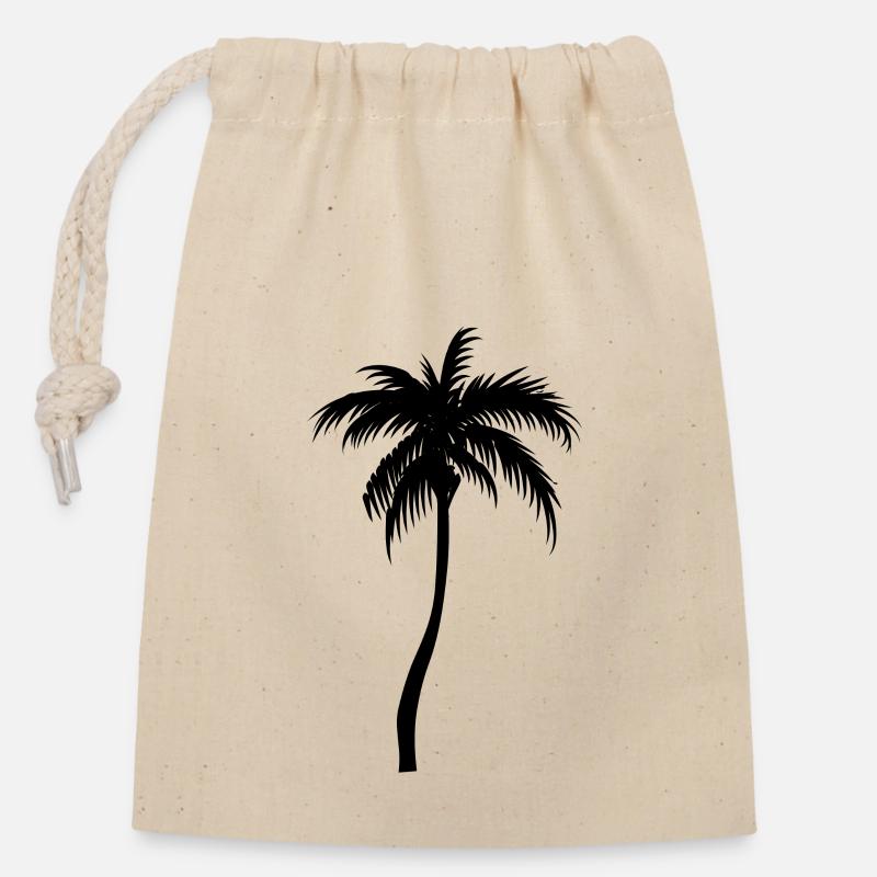Palmier palmier - Sac cadeau en coton avec cordon (14 x 20 cm) - nature