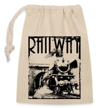 Railway - Closable cotton gift bag (14x20cm) - nature - Front