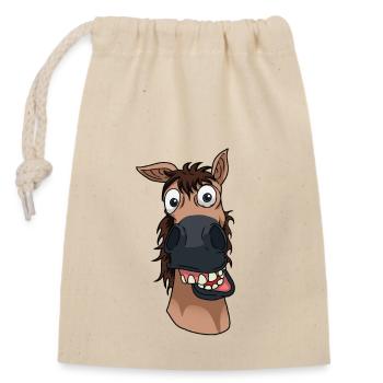 Drôle de cheval Poney Cheval sauvage Poney Farm Riding - Sac cadeau en coton avec cordon (14 x 20 cm) - nature - Devant
