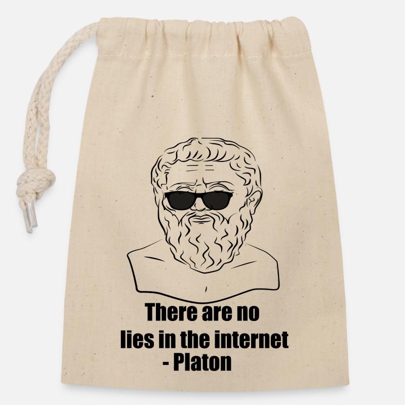 Platon - Sac cadeau en coton avec cordon (14 x 20 cm) - nature