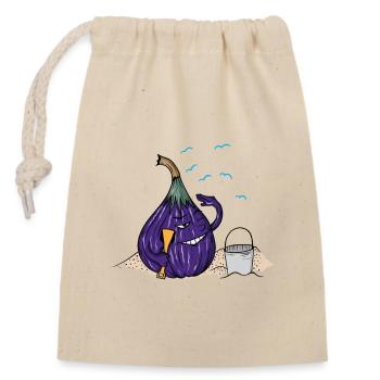 Fig on the beach - Closable cotton gift bag (14x20cm) - nature - Front