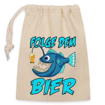 Folge dem Bier Tiefsee Fisch Anglerfisch Bierglas - Verschließbarer Geschenkbeutel aus Baumwolle (14x20cm) - Natur - Vorne