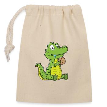 Cookie Krokodil - Verschließbarer Geschenkbeutel aus Baumwolle (14x20cm) - Natur - Vorne