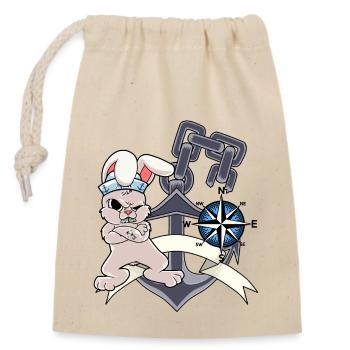 Sailor Compass Anchor Rabbit Sailor Captain Ahoi - Closable cotton gift bag (14x20cm) - nature - Front
