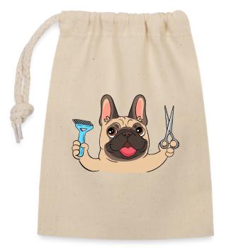 Hundefriseur Hundefrisör Mops Pet Groomer - Verschließbarer Geschenkbeutel aus Baumwolle (14x20cm) - Natur - Vorne