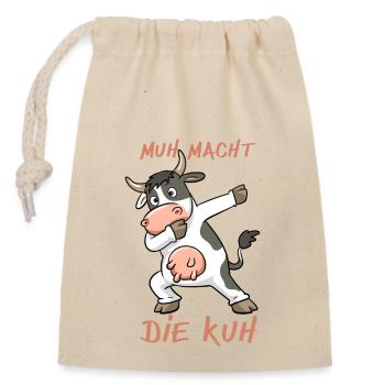 Lustige Dabbing Kuh Muh macht die Kuh Design - Closable cotton gift bag (14x20cm) - nature - Front