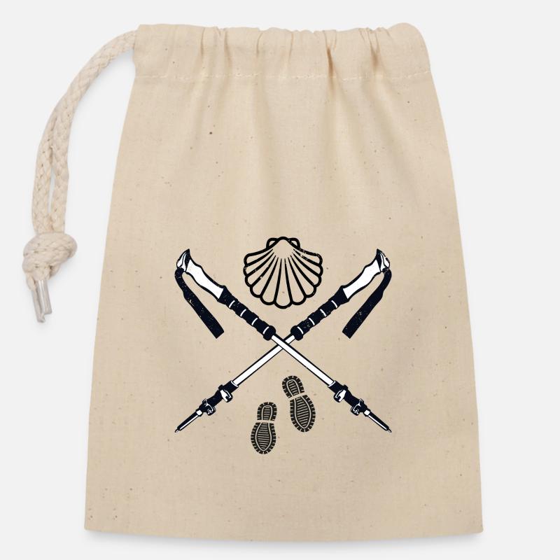 Chemin de Saint-Jacques - Sac cadeau en coton avec cordon (14 x 20 cm) - nature