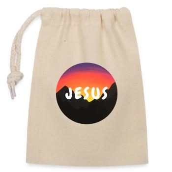 Jesus - Christian - Closable cotton gift bag (14x20cm) - nature - Front
