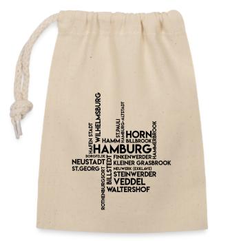 Hamburger Bezirke - Deutschland Souvenir Hamburg - Verschließbarer Geschenkbeutel aus Baumwolle (14x20cm) - Natur - Vorne