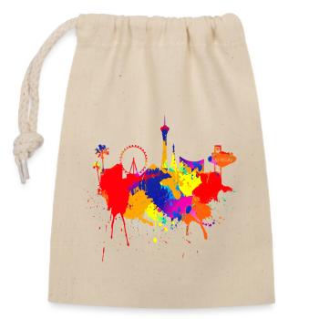 Las Vegas Skyline Nevada Colorful Colors Art Poker - Closable cotton gift bag (14x20cm) - nature - Front