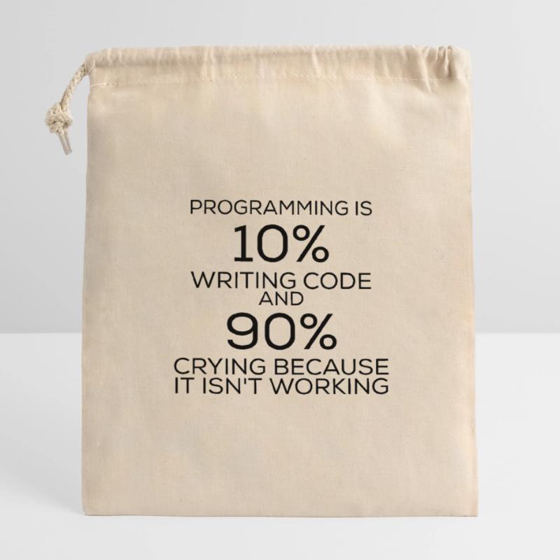 Funny saying programming programming Closable cotton gift bag (14x20cm)
