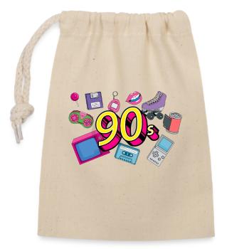 90er jahre Outfit 90er Musik 90er party - Verschließbarer Geschenkbeutel aus Baumwolle (14x20cm) - Natur - Vorne
