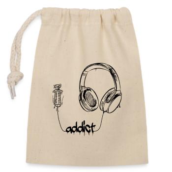 Headphones Over Ear DJ Buds Addict Music Addict - Closable cotton gift bag (14x20cm) - nature - Front