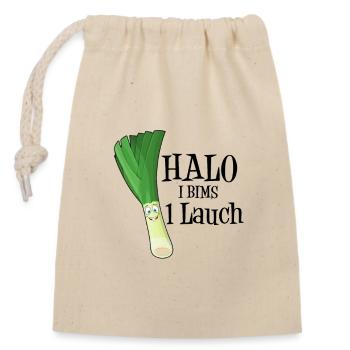 Halo I Bims 1 Ein Lauch Hallo Ich Bins Spargel - Verschließbarer Geschenkbeutel aus Baumwolle (14x20cm) - Natur - Vorne