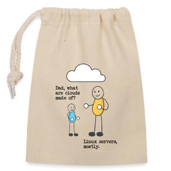 What are clouds made of? Linux servers mostly! - Verschließbarer Geschenkbeutel aus Baumwolle (14x20cm) - Natur - Vorne