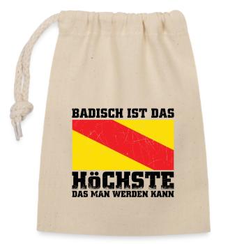 Badische Flagge | Badener Baden Badner Geschenke - Verschließbarer Geschenkbeutel aus Baumwolle (14x20cm) - Natur - Vorne