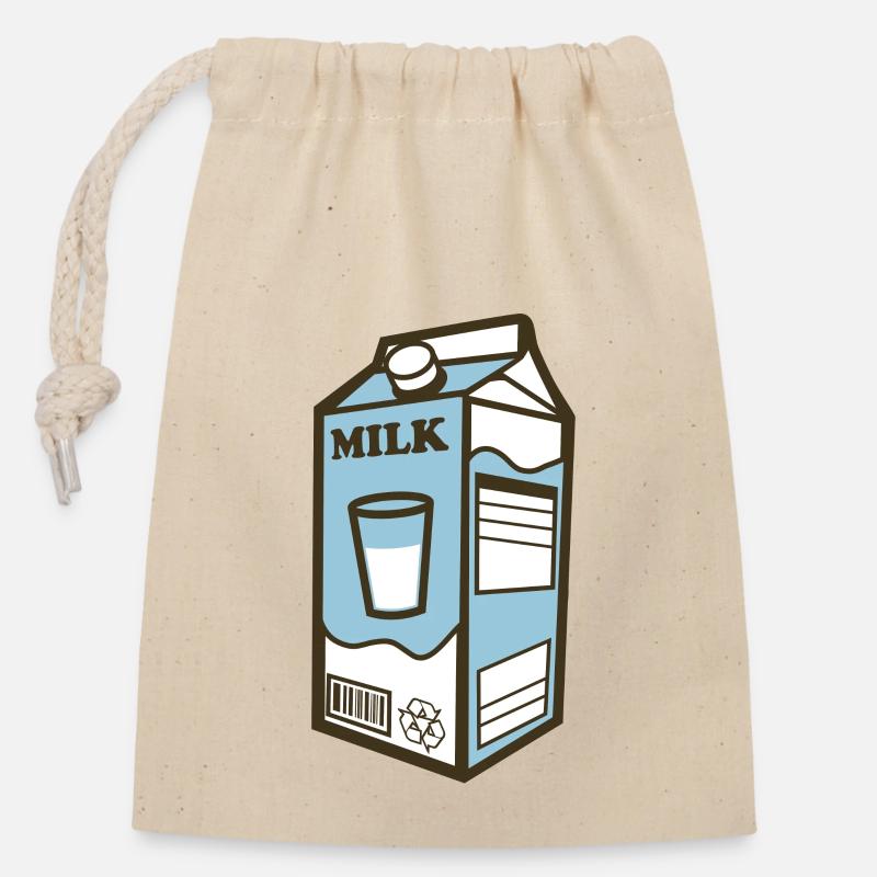 Sac de lait - Sac cadeau en coton avec cordon (14 x 20 cm) - nature