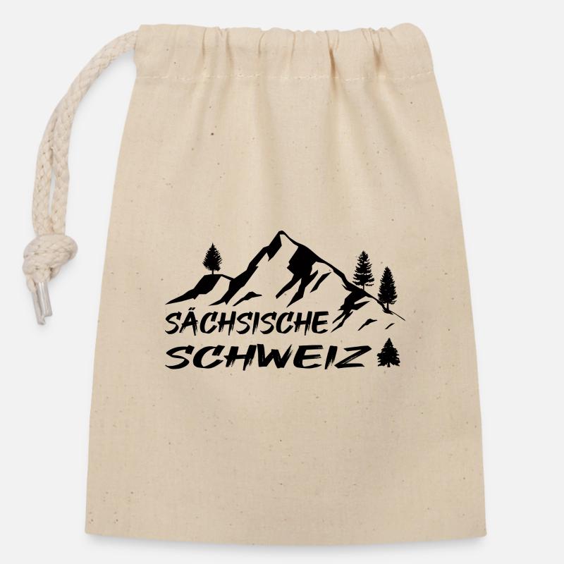 Sächsische Schweiz - Verschließbarer Geschenkbeutel aus Baumwolle (14x20cm) - Natur
