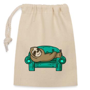 Paresseux drôle sur cadeau de canapé - Sac cadeau en coton avec cordon (14 x 20 cm) - nature - Devant