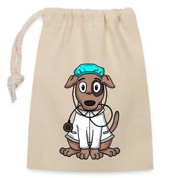 Hund Arzt - Verschließbarer Geschenkbeutel aus Baumwolle (14x20cm) - Natur - Vorne