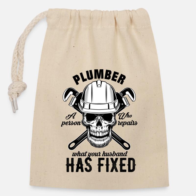 plumber - Closable cotton gift bag (14x20cm) - nature