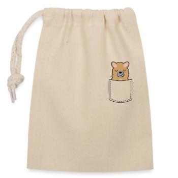 Lama dans le sac - Sac cadeau en coton avec cordon (14 x 20 cm) - nature - Devant