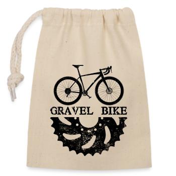gravel bike design - Closable cotton gift bag (14x20cm) - nature - Front