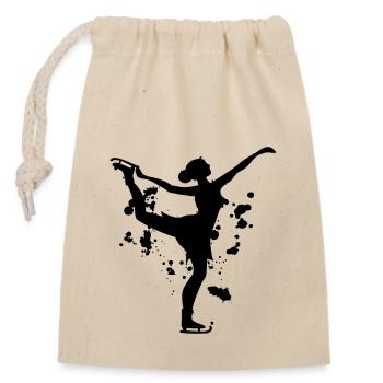 figure skating - Closable cotton gift bag (14x20cm) - nature - Front