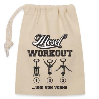 Mosel Workout Korkenzieher Wein Weinfest Shirt - Verschließbarer Geschenkbeutel aus Baumwolle (14x20cm) - Natur - Vorne