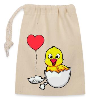 Coquille d’œuf Poussin Pâques Naissance Bébé Enfants Oeuf - Sac cadeau en coton avec cordon (14 x 20 cm) - nature - Devant