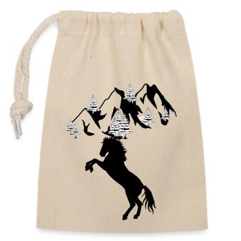 Wild Wild Horse Stallion Horse Rider - Closable cotton gift bag (14x20cm) - nature - Front
