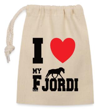 I Love my Fjordi, design doux - Sac cadeau en coton avec cordon (14 x 20 cm) - nature - Devant