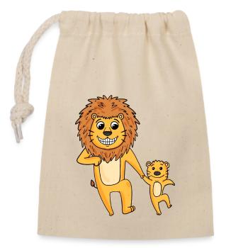 Lion avec enfant - Sac cadeau en coton avec cordon (14 x 20 cm) - nature - Devant