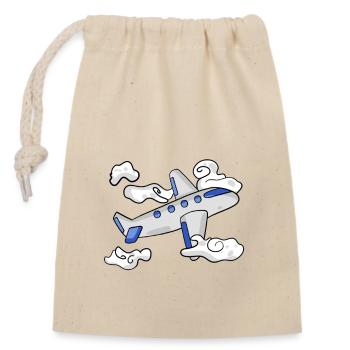 Avion - Sac cadeau en coton avec cordon (14 x 20 cm) - nature - Devant