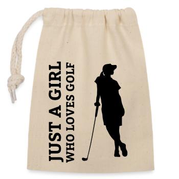 Golfschläger Mädchen Golfspielerin Golf Golfball - Verschließbarer Geschenkbeutel aus Baumwolle (14x20cm) - Natur - Vorne