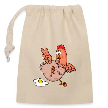 Chicken Lays an Egg Cartoon - Closable cotton gift bag (14x20cm) - nature - Front