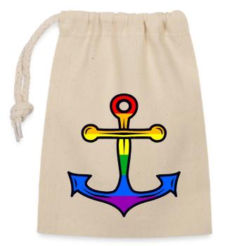 Ancre LGBT Gay Pride - Sac cadeau en coton avec cordon (14 x 20 cm) - nature - Devant