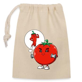 Lustige Fitness Tomate Chili Abnehmen - Verschließbarer Geschenkbeutel aus Baumwolle (14x20cm) - Natur - Vorne