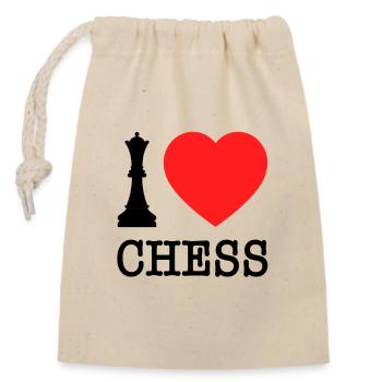 Échecs I Love Chess Black Dame J’aime Les échecs - Sac cadeau en coton avec cordon (14 x 20 cm) - nature - Devant