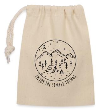 Enjoy The Simple Things Camping Minimalist Camper - Sac cadeau en coton avec cordon (14 x 20 cm) - nature - Devant
