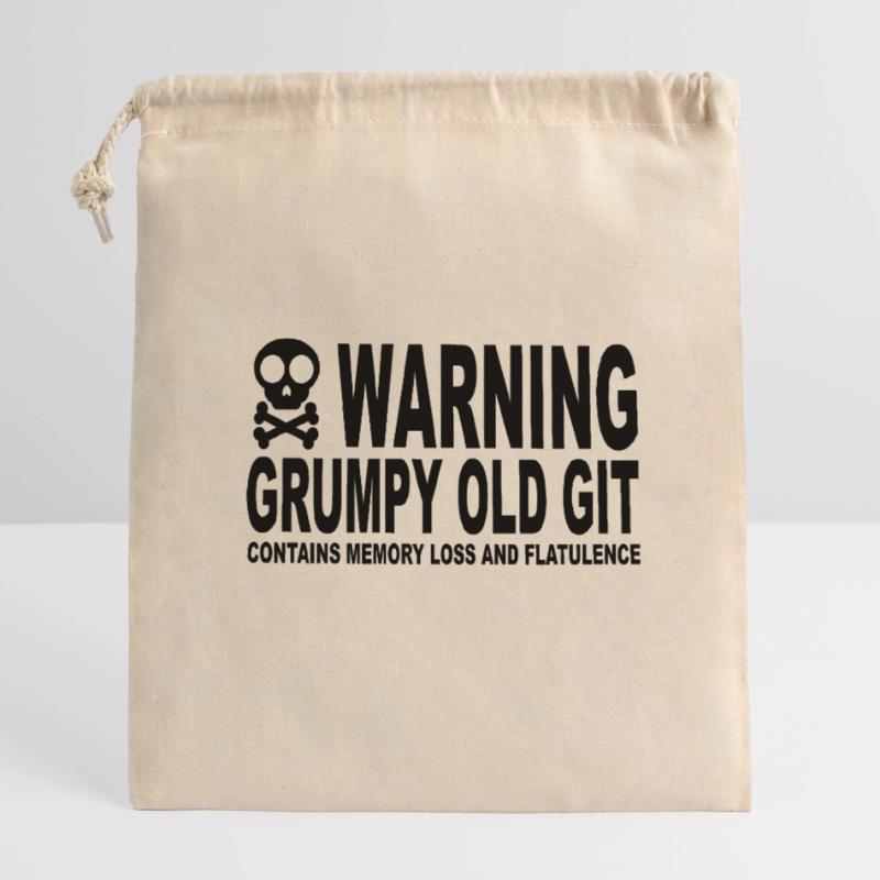 Warning Grumpy Old Git Closable cotton gift bag (14x20cm)
