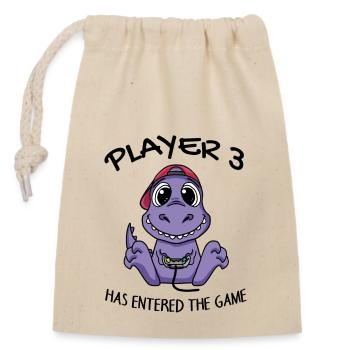 Drittes Baby Spieler 3 hat das Spiel Betreten Baby - Verschließbarer Geschenkbeutel aus Baumwolle (14x20cm) - Natur - Vorne