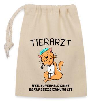 Tier Tierarzt Tiermedizin Geschenk - Verschließbarer Geschenkbeutel aus Baumwolle (14x20cm) - Natur - Vorne